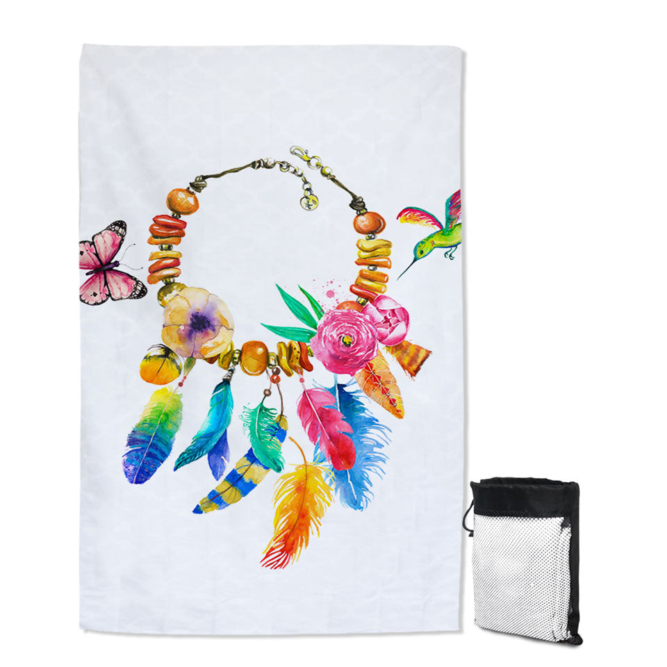 Colorful Unusual Beach Towels Feather Necklace