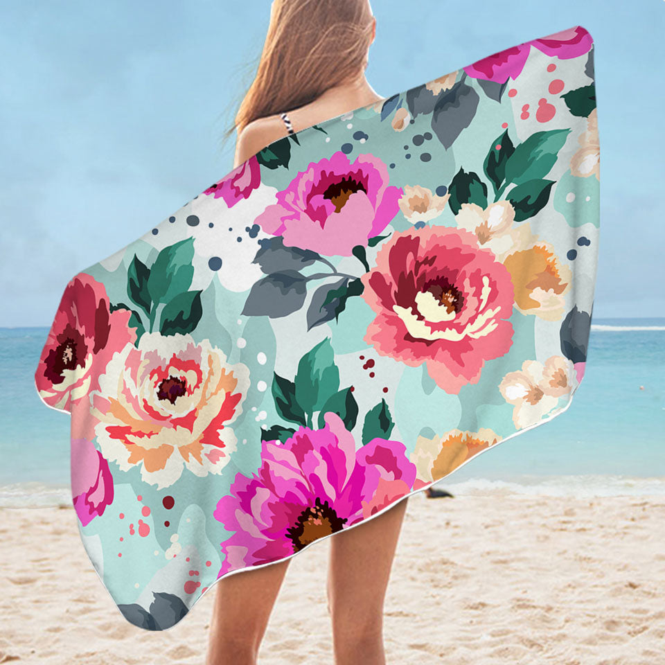 Colorful Vivid Flowers Beautiful Beach Towels