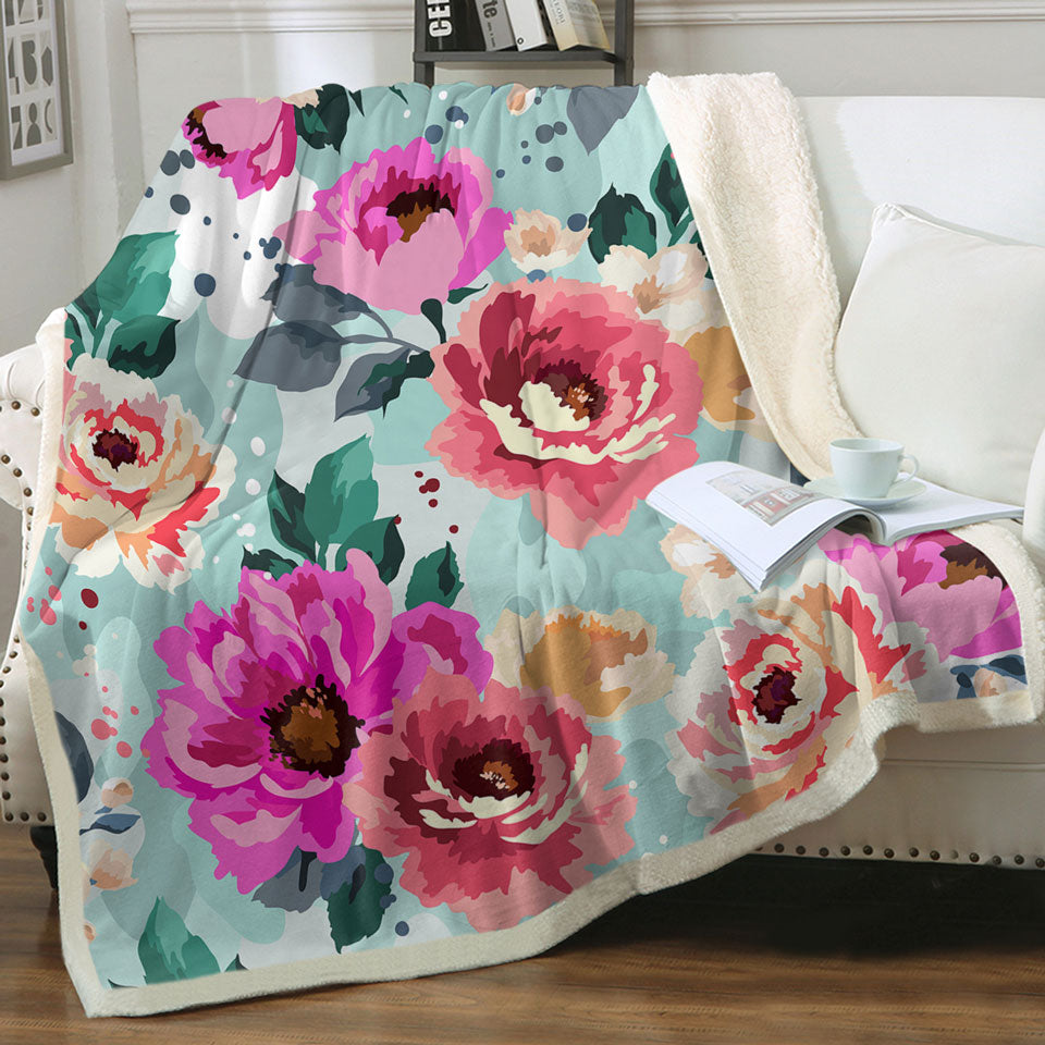 Colorful Vivid Flowers Beautiful Throws