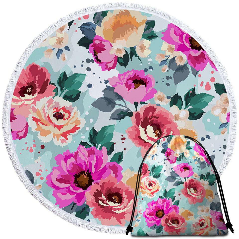 Colorful Vivid Flowers Nice Beach Towels