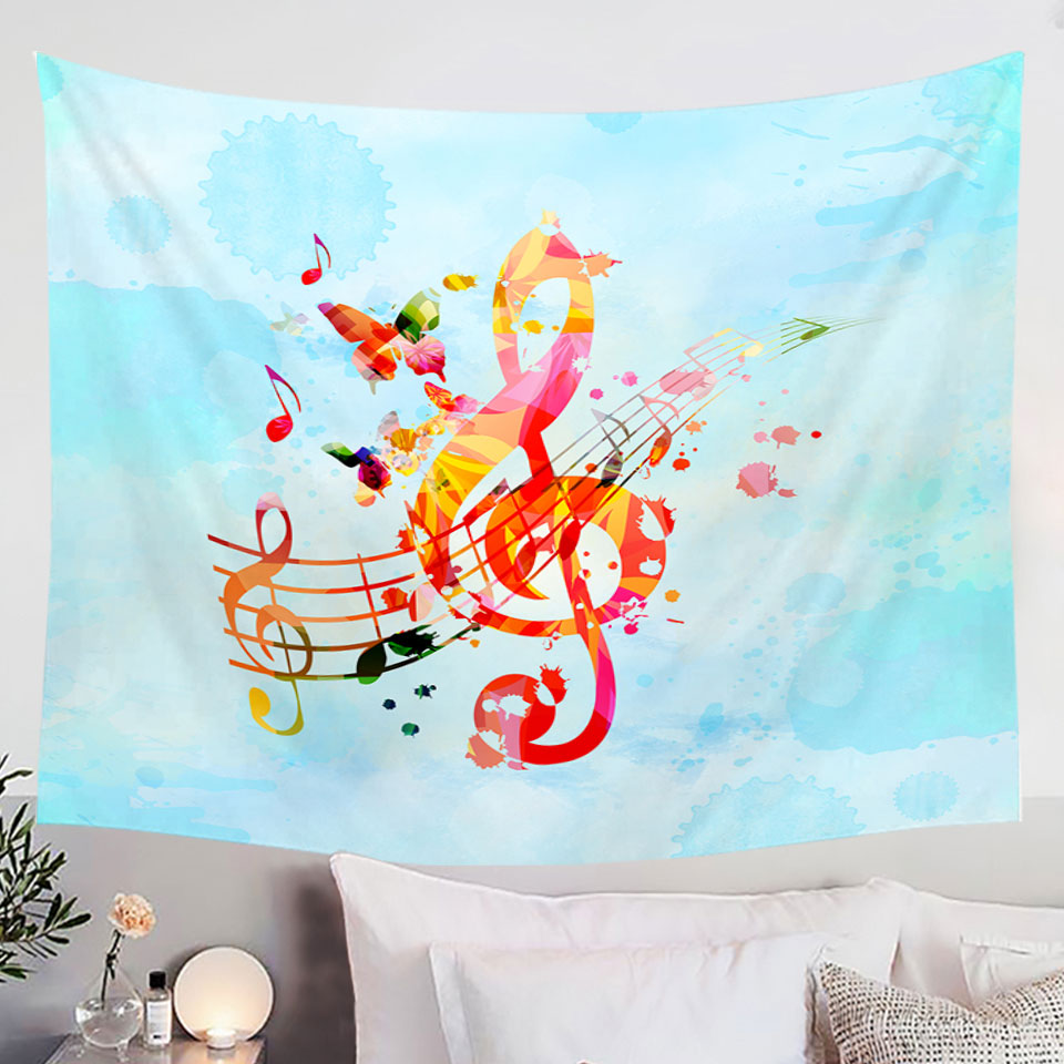 Hanging Fabric On Wall Decor with Golden Aztec Pattern over Grey