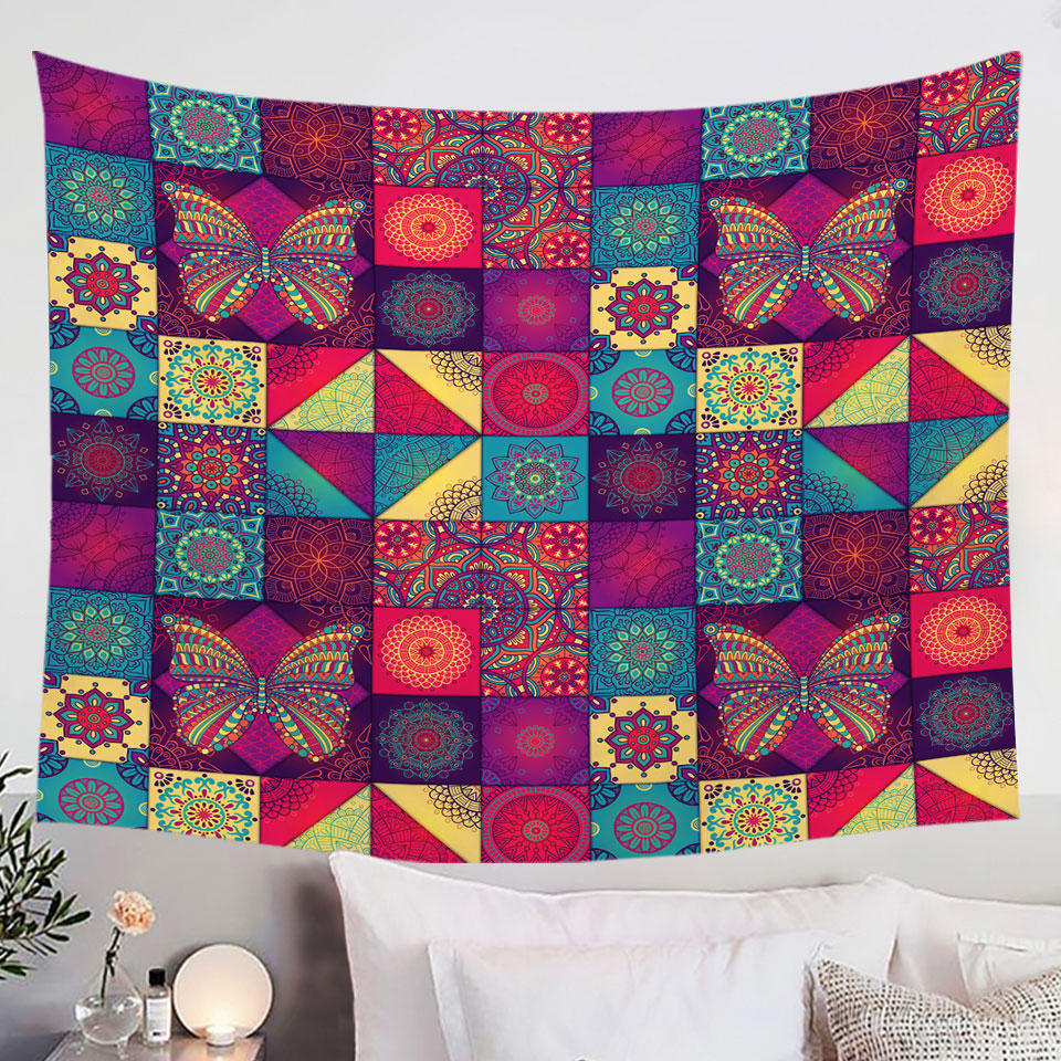 Colorful Wall Decor Tapestry Oriental Moroccan Mandala Tiles