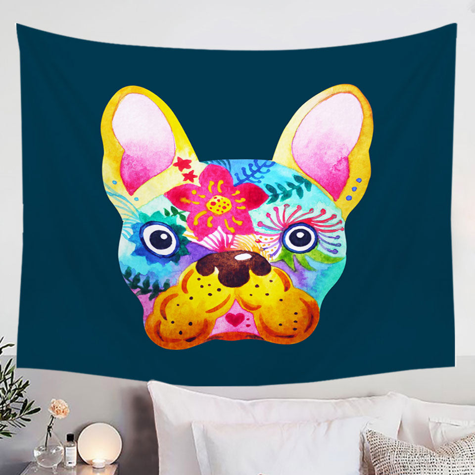 Colorful Wall Decor Tapestry Painting of French Bulldog