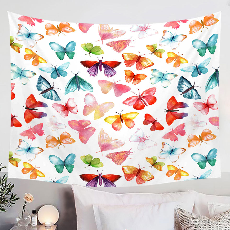 Colorful Wall Decor Tapestry Pastel Colors Butterflies
