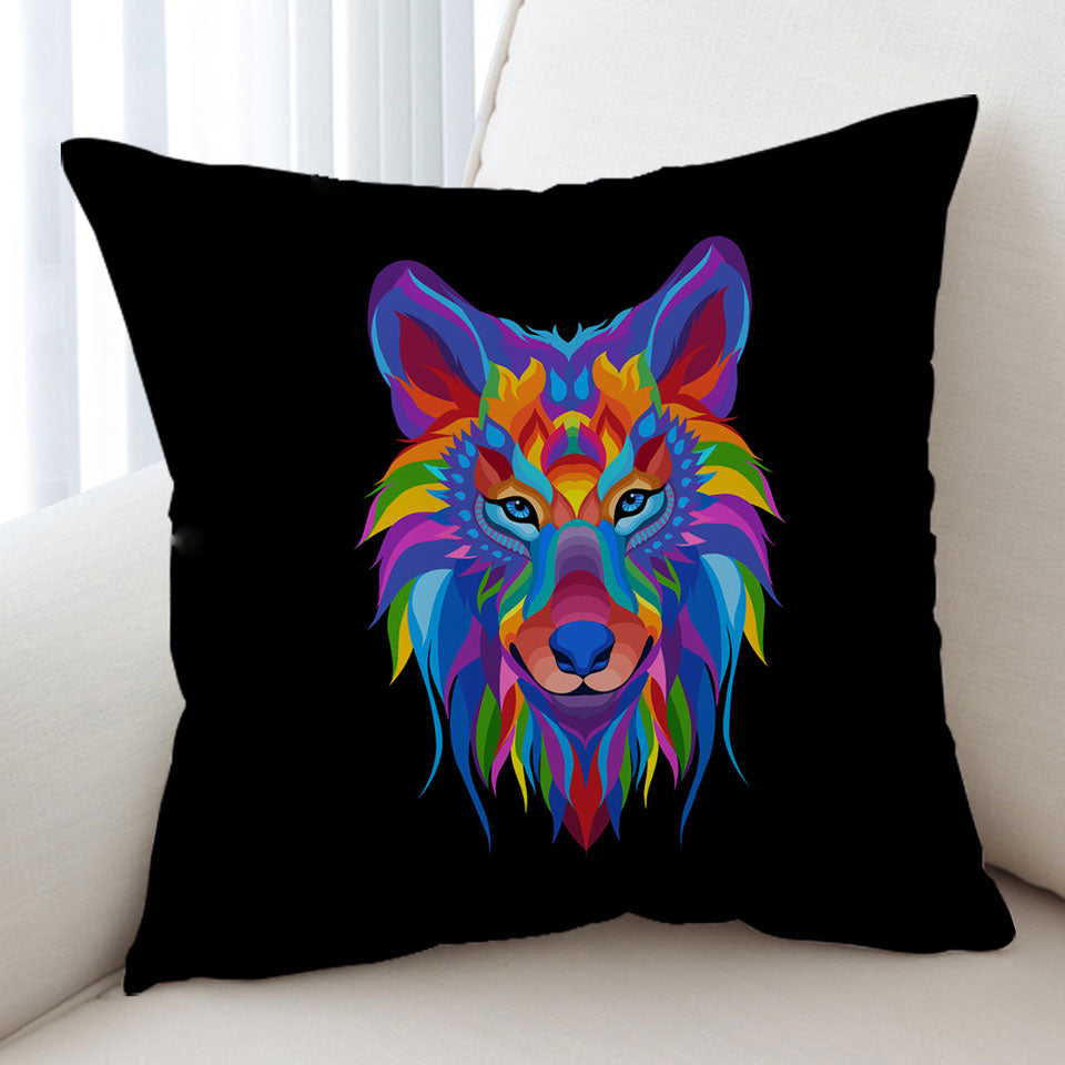 Colorful Wolf Cushion