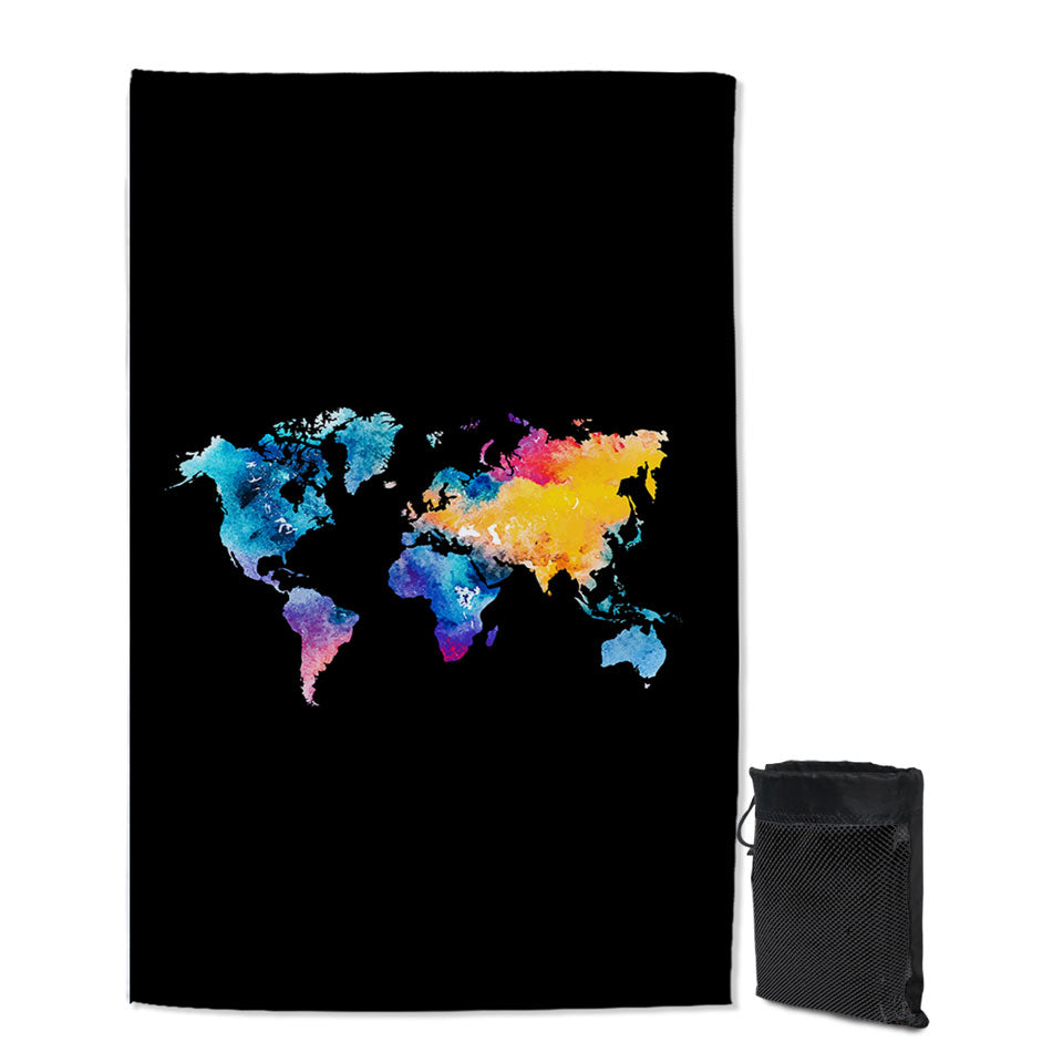 Colorful World Map Giant Beach Towel