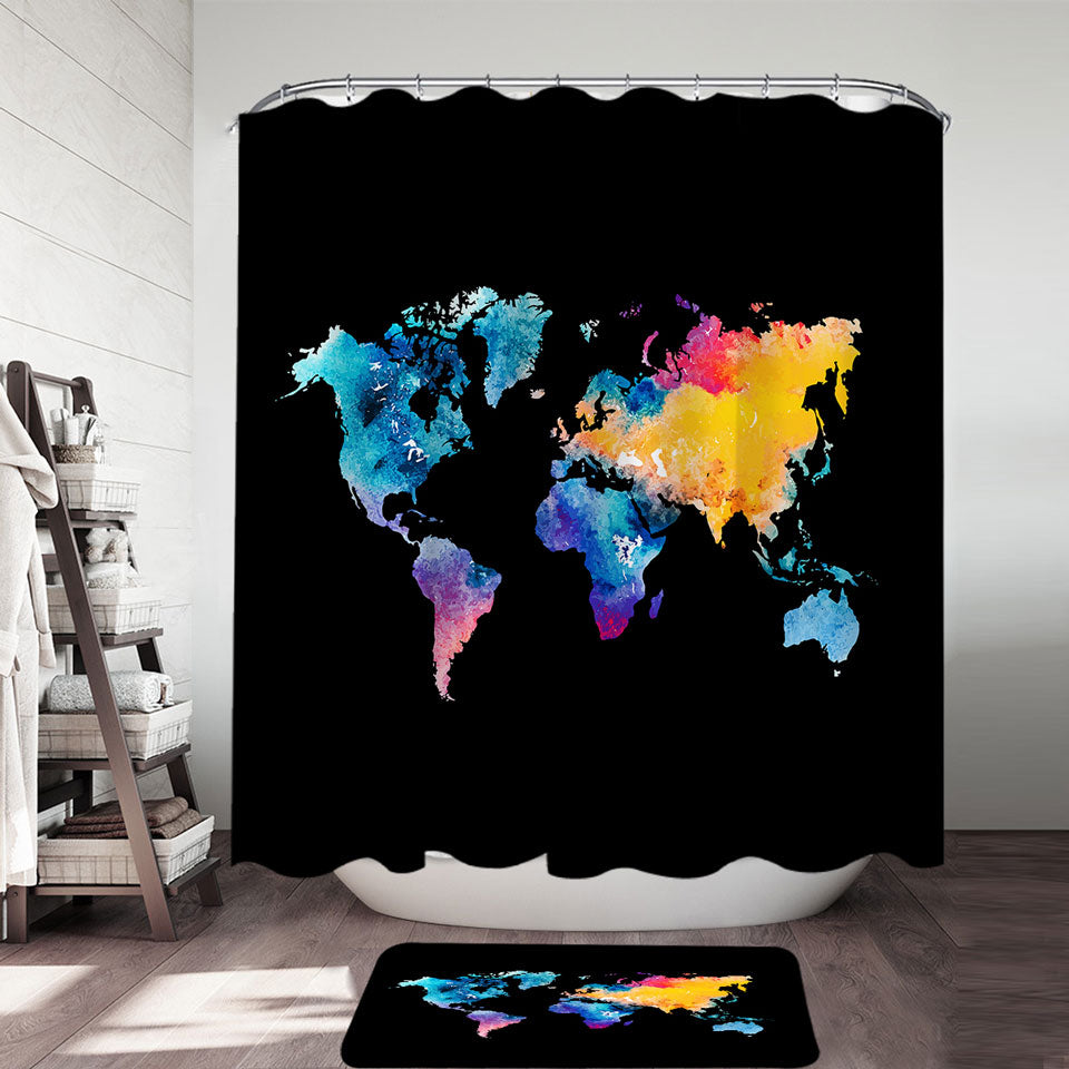 Colorful World Map Shower Curtain
