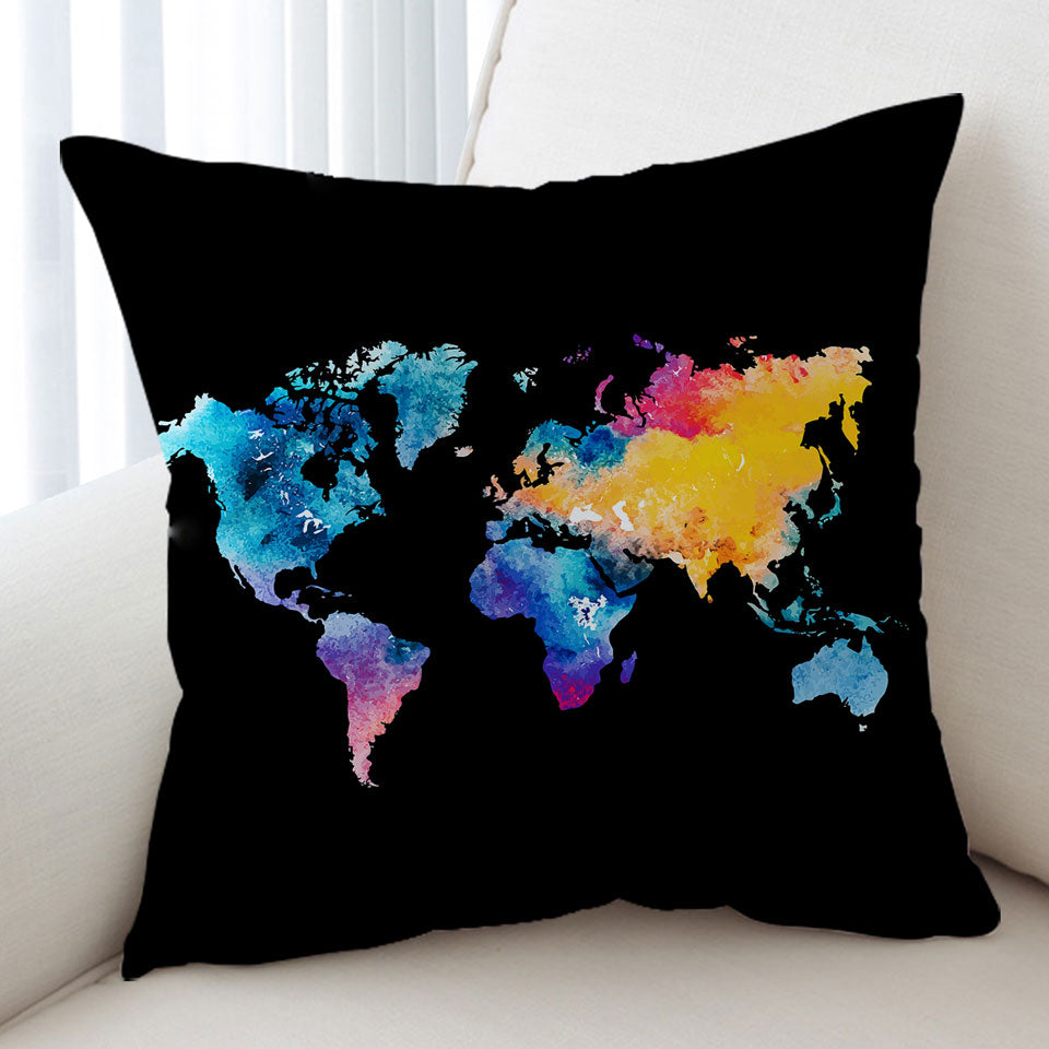 Colorful World Map Unique Cushion