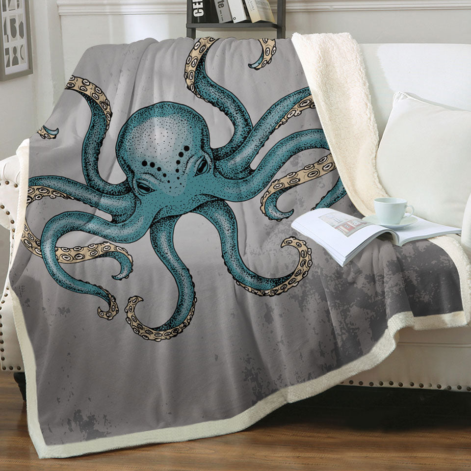 Cool Angry Octopus Throw Blanket for Men