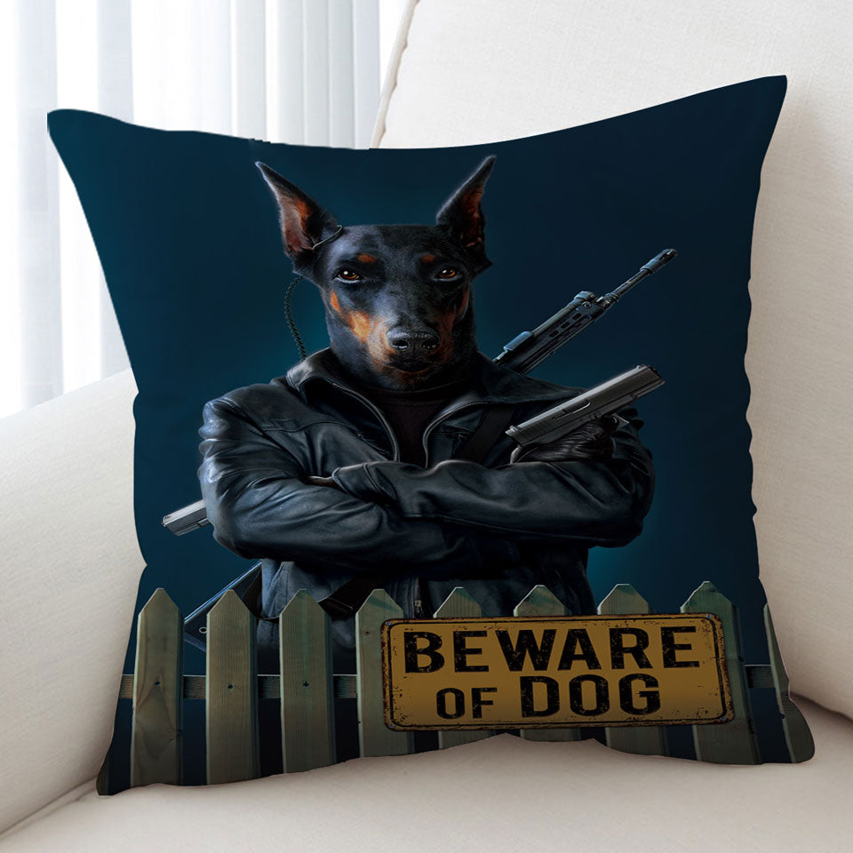 Cool Animal Art Beware of Dog Cushion Covers