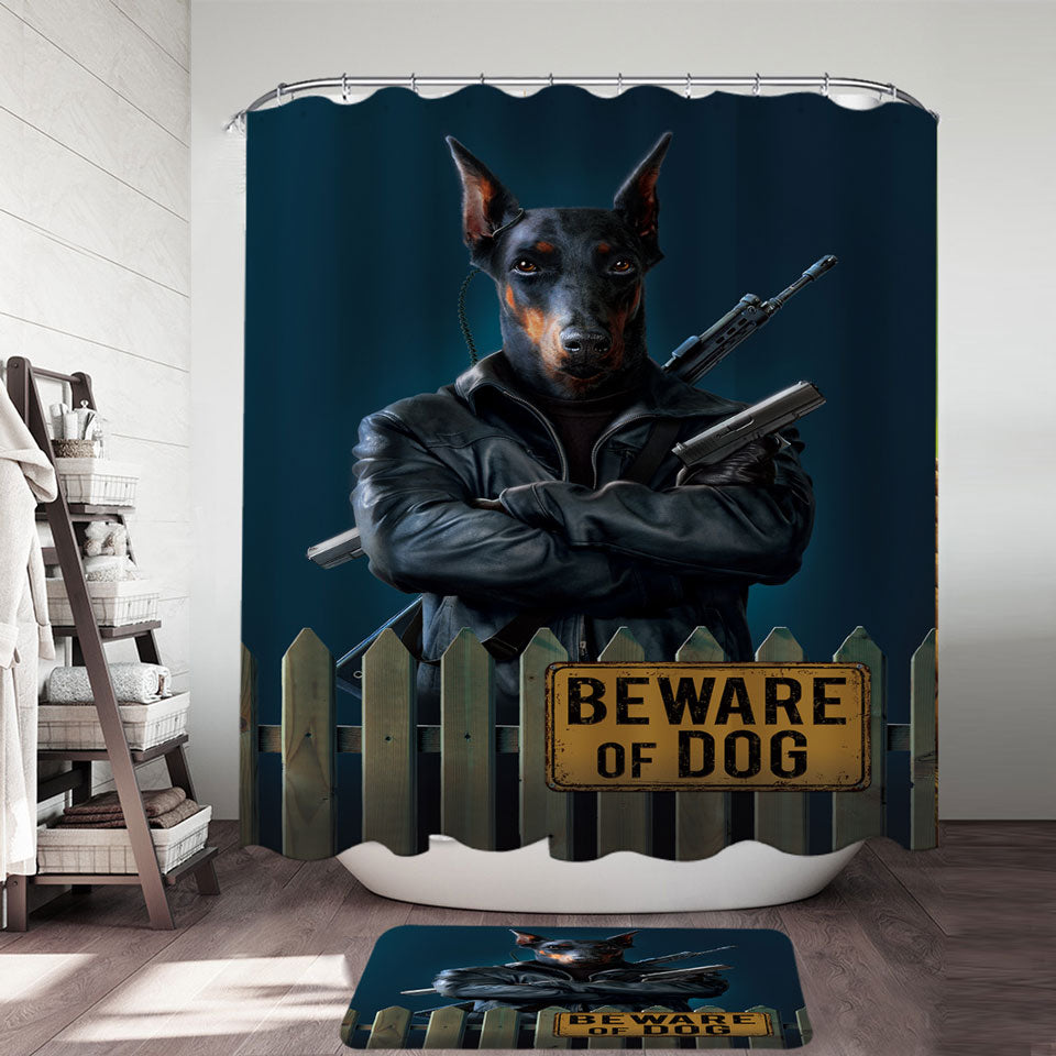 Cool Animal Art Beware of Dog Shower Curtain