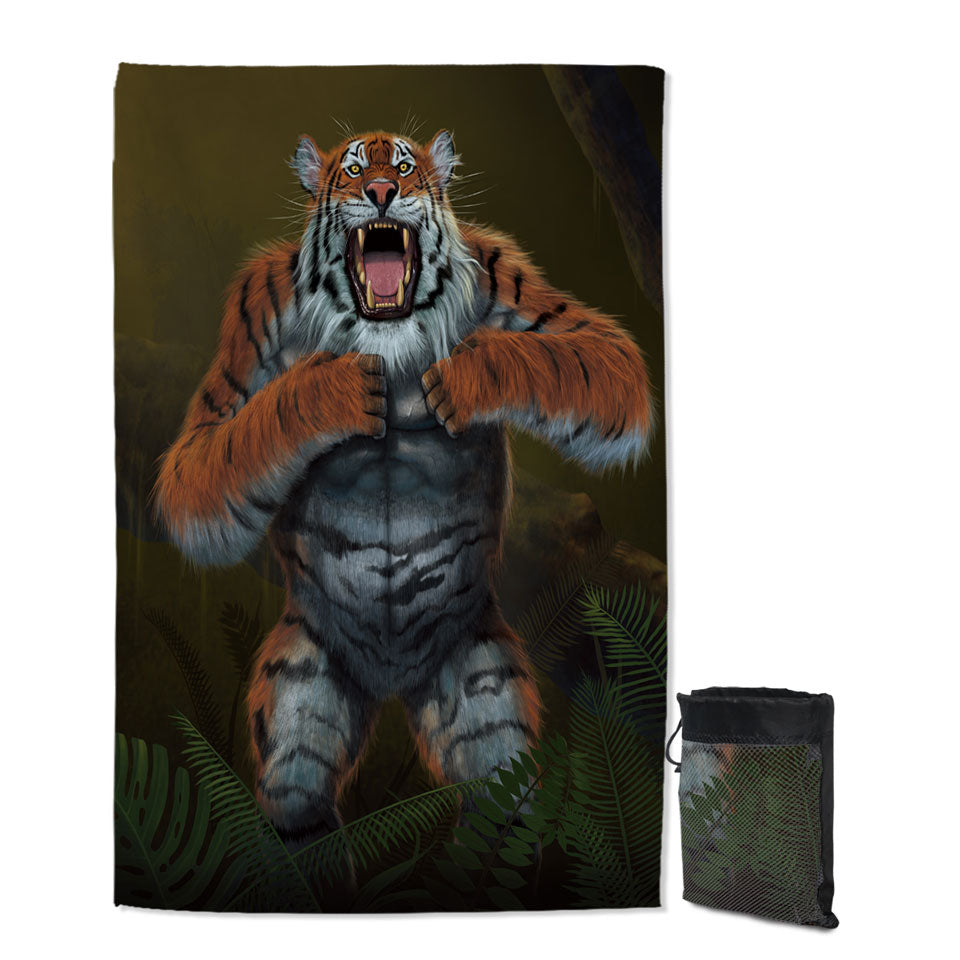 Cool Animal Art Tigerilla Gorilla vs Tiger Swimming Towels