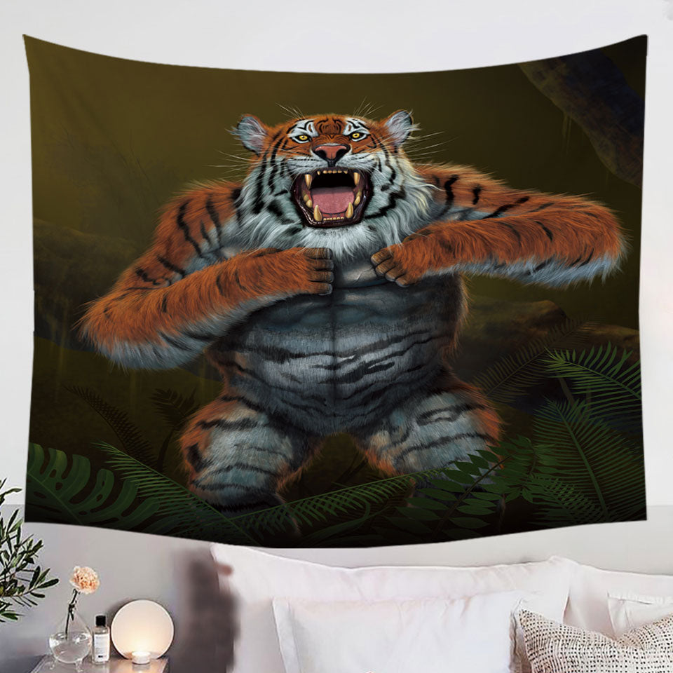 Cool-Animal-Art-Tigerilla-Gorilla-vs-Tiger-Wall-Decor-Tapestry