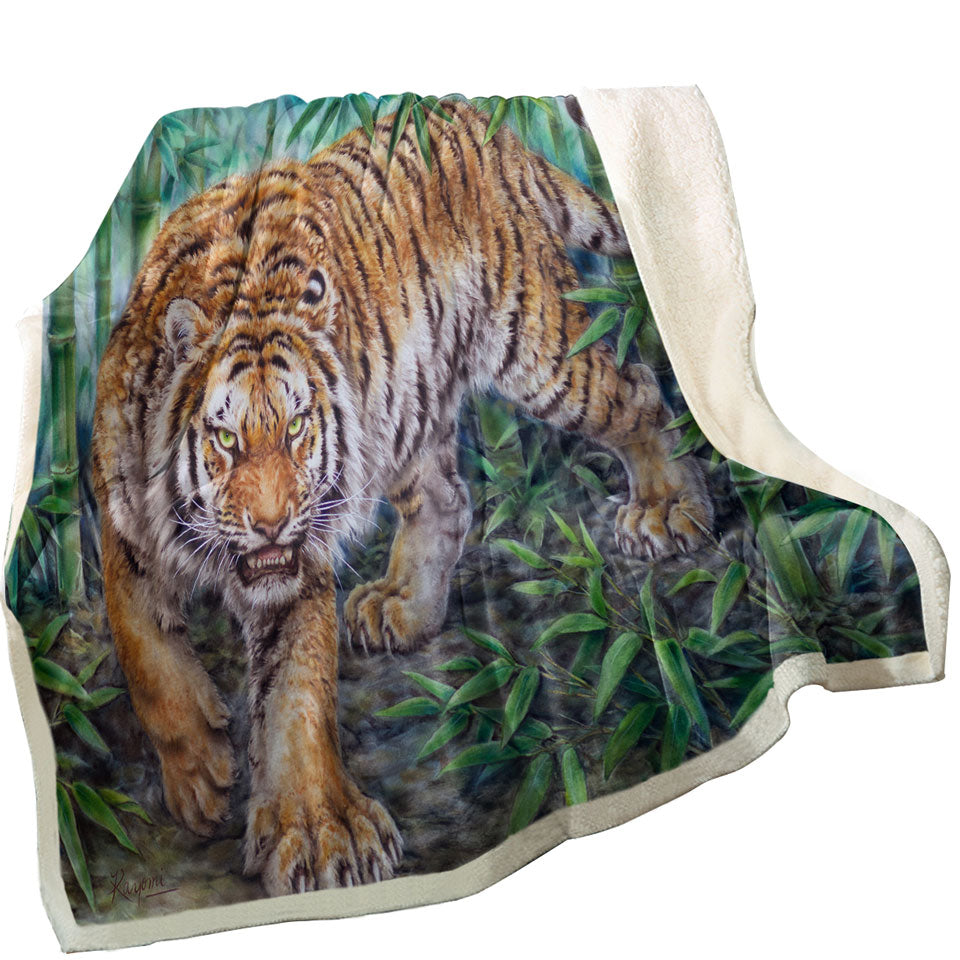 Cool Animal Throws Art Dangerous Tiger in Bamboo Forest