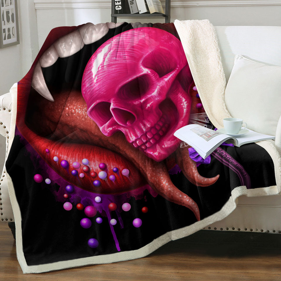 products/Cool-Art-Black-Deadly-Sweet-Lips-and-Lollipop-Skull-Throw-Blanket