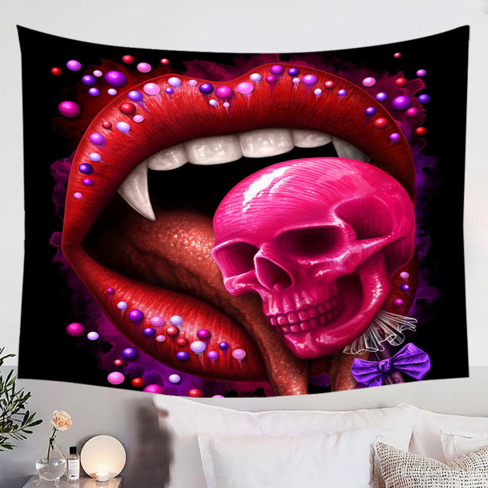 Cool-Art-Black-Deadly-Sweet-Lips-and-Lollipop-Skull-Wall-Decor-Tapestry