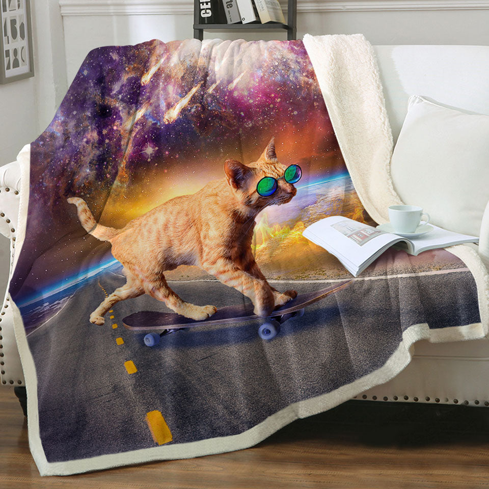 products/Cool-Art-Cat-Skateboarding-in-Space-Throw-Blanket