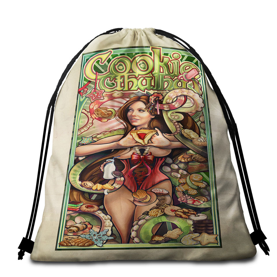 Fantasy Artwork Charming Rainbow Fairy Beach Towel Bags