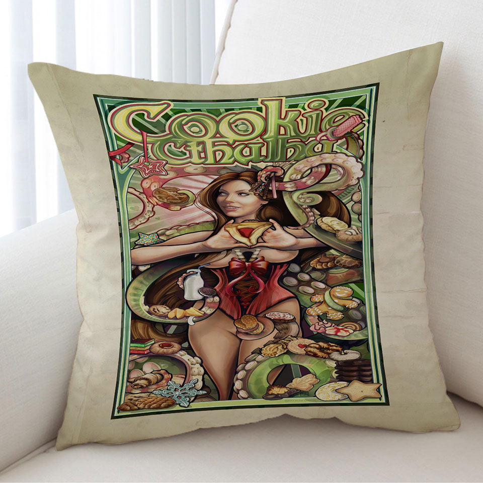 Cool Art Cookie Cthulhu and Sexy Girl Cushion Cover