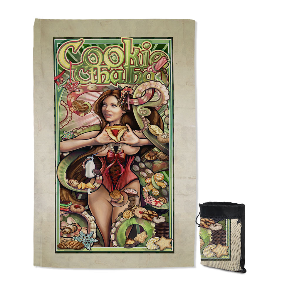 Cool Art Cookie Cthulhu and Sexy Girl Lightweight Beach Towel