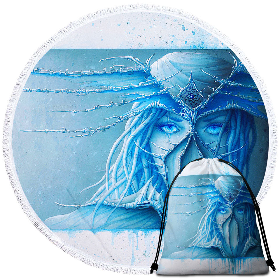 Cool Art Day Dream Freezing Blue Eyes Beach Towels