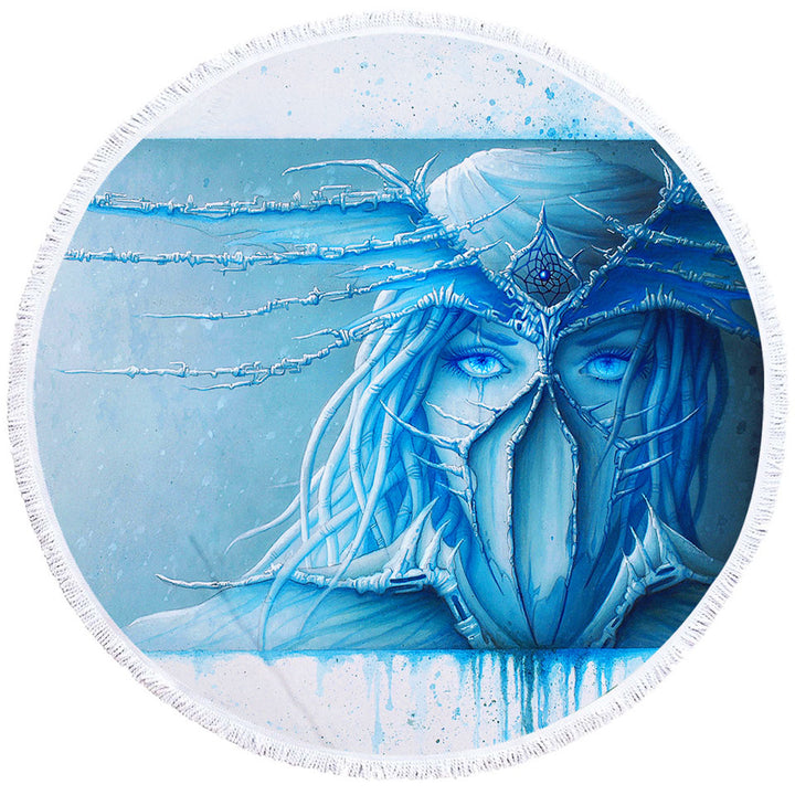 Cool Art Day Dream Freezing Blue Eyes Round Beach Towel