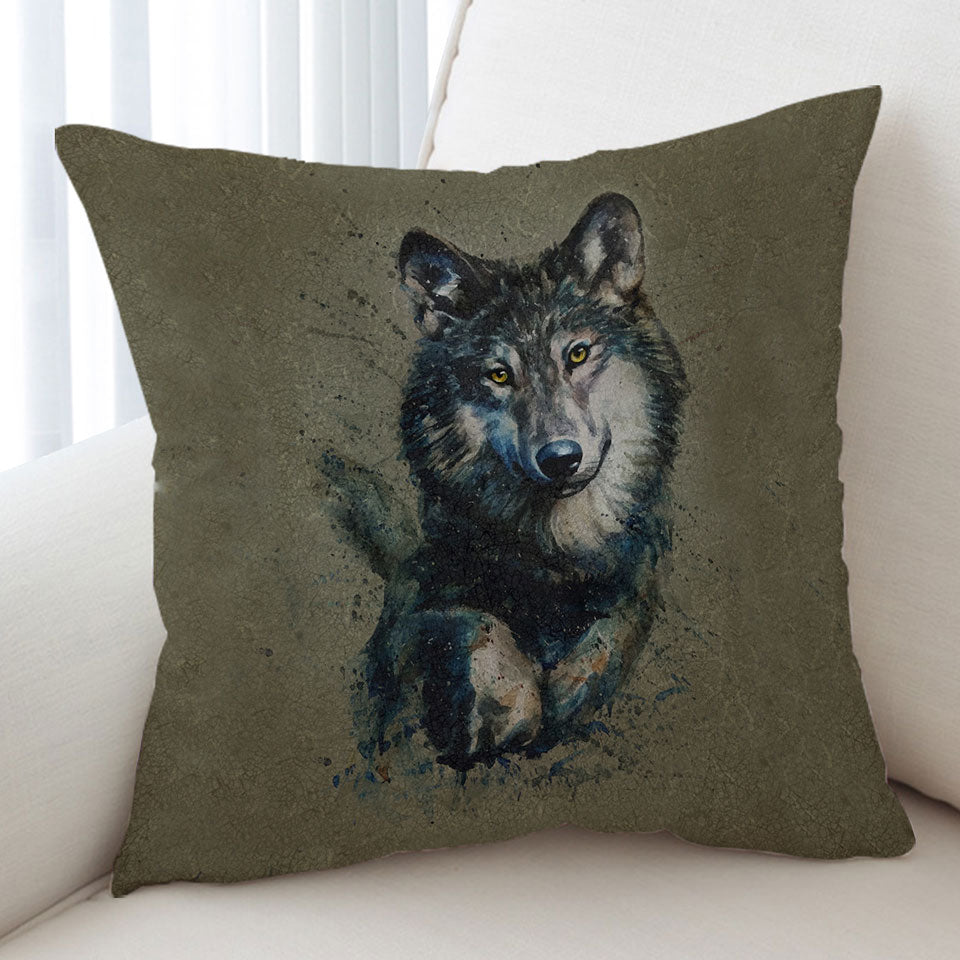 Cool Art Decorative Cushions Wolf Painted on Concrete