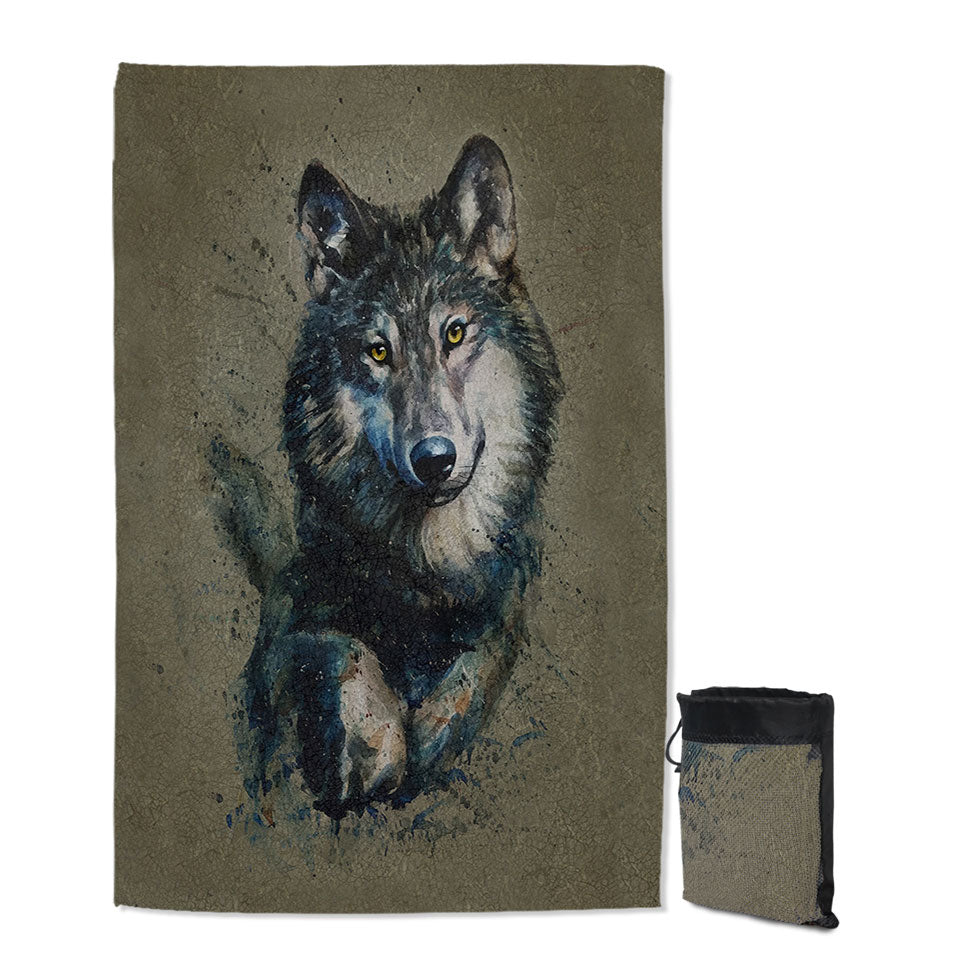 Cool Art Giant Beach Towel Wolf Painted on Concrete