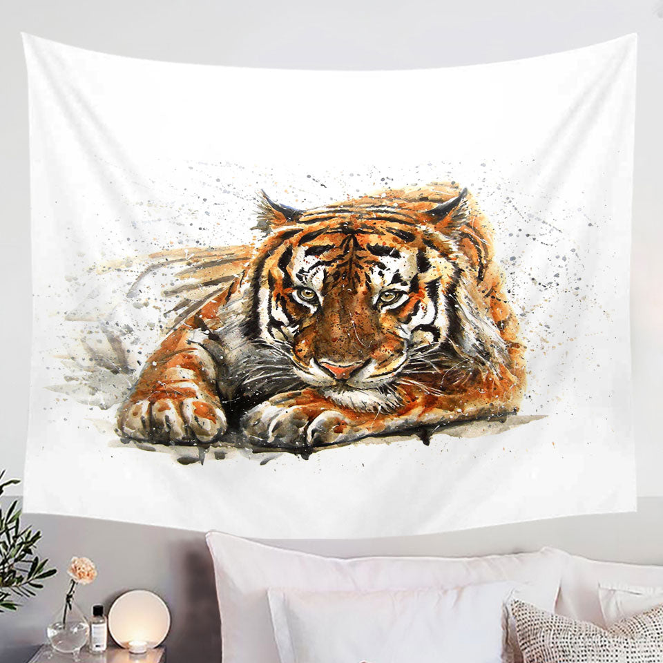 Cool Art Painting Tiger Wall Decor Tapestry for Men