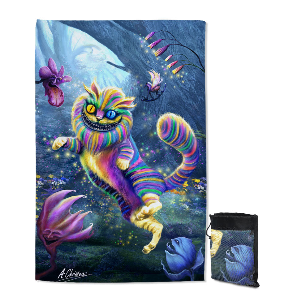 Cool Art Rainbow Cheshire Cat Swims Towel