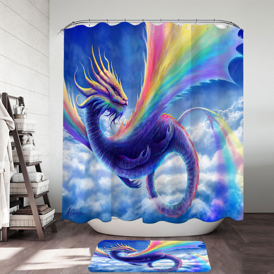 Cool Art Rainbow Dragon Shower Curtain