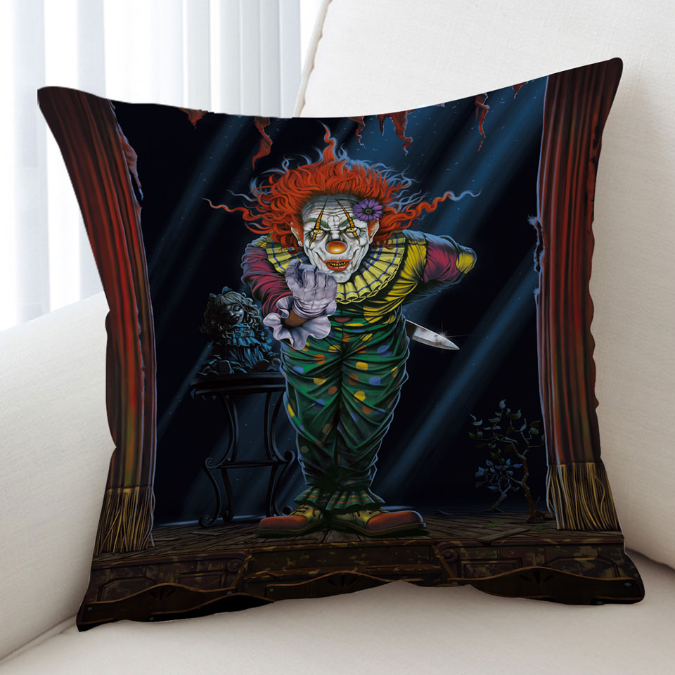 Cool Art Scary Surprise Clown Cushion Cover