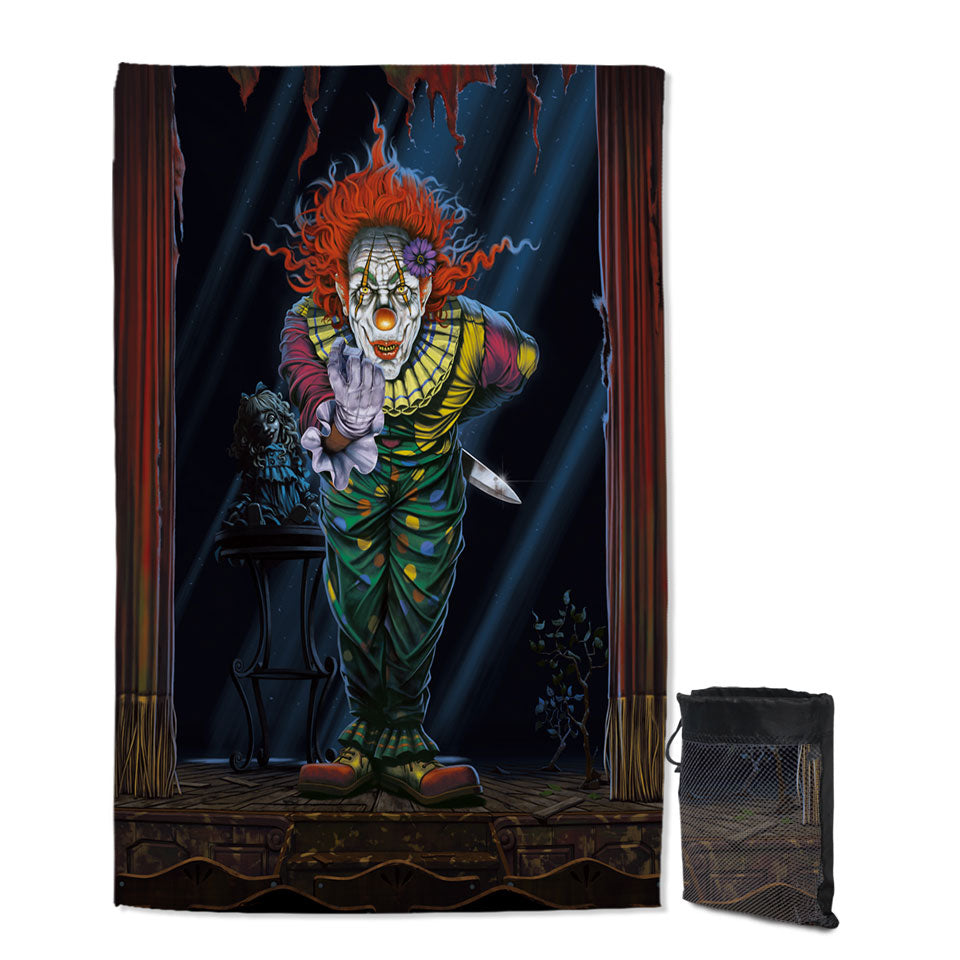 Cool Art Scary Surprise Clown Quick Dry Beach Towel