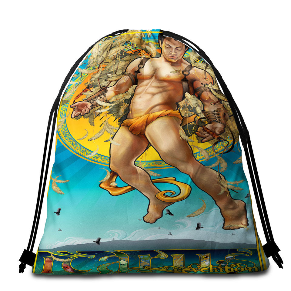 Cool Art Sexy Man Beach Towel Bags Icarus Revelation