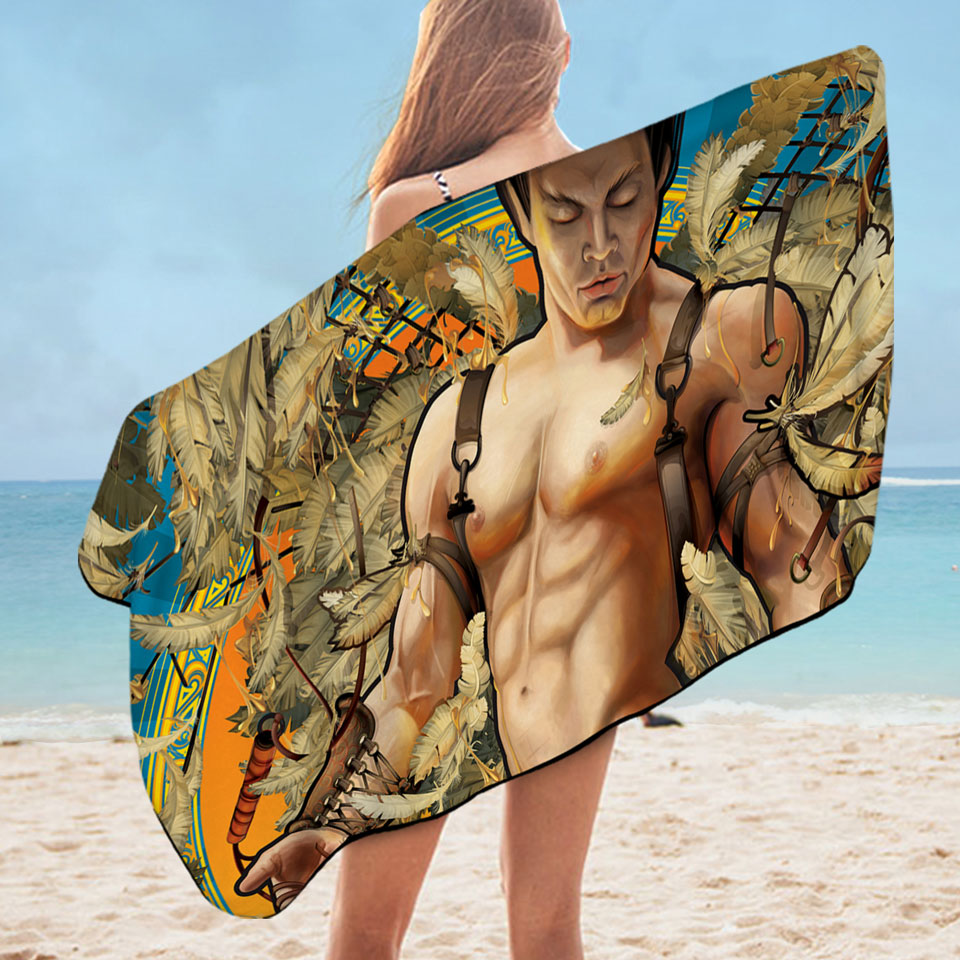 Cool Art Sexy Man Pool Towels Icarus Revelation