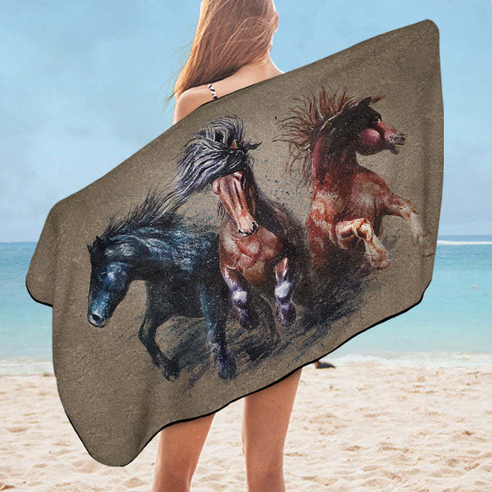 Cool Art Storming Horses Pool Towels