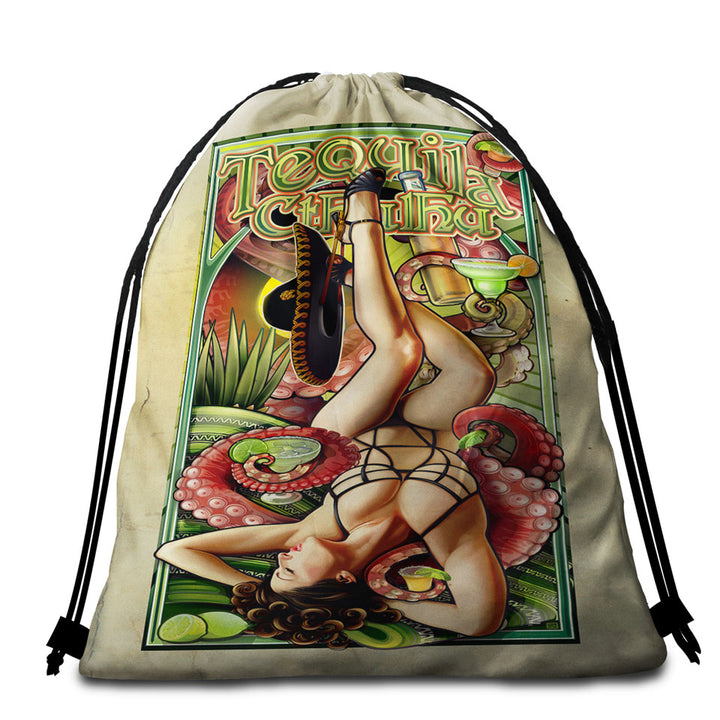 Cool Art Tequila Cthulhu and Sexy Woman Beach Towel Pack