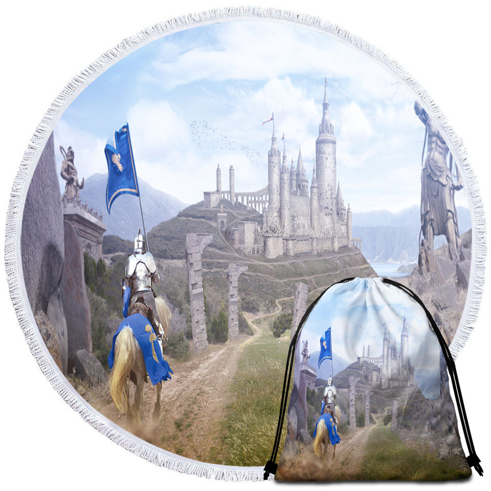 Cool Art Travel Beach Towel of Fantasy Castle The knights Journey