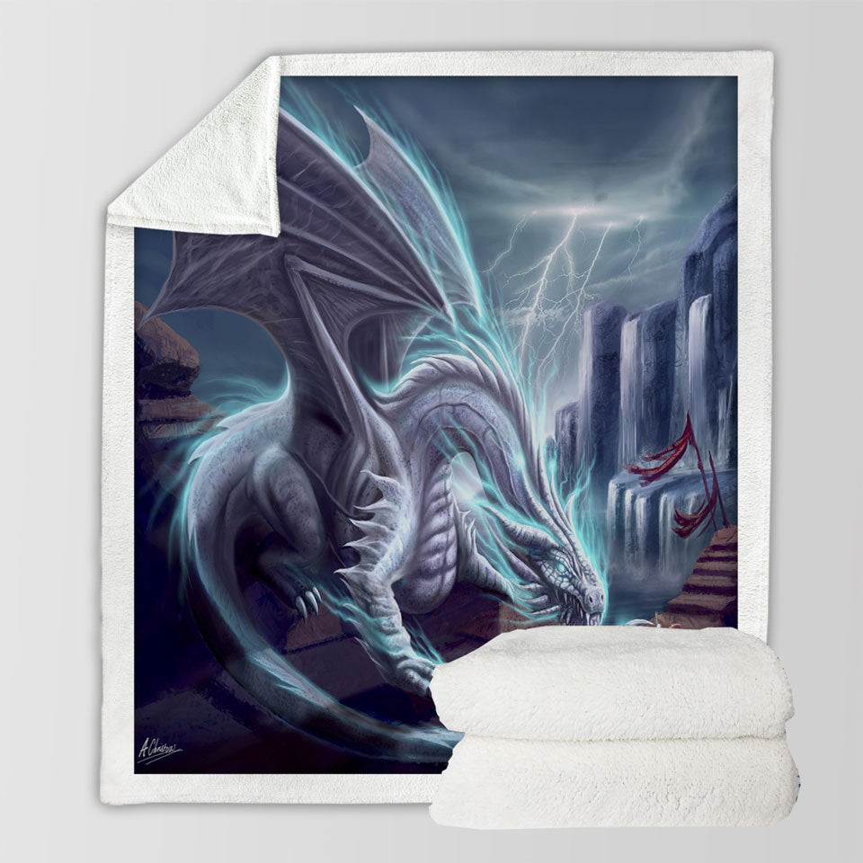 products/Cool-Art-White-Lighting-Dragon-Lightweight-Blankets