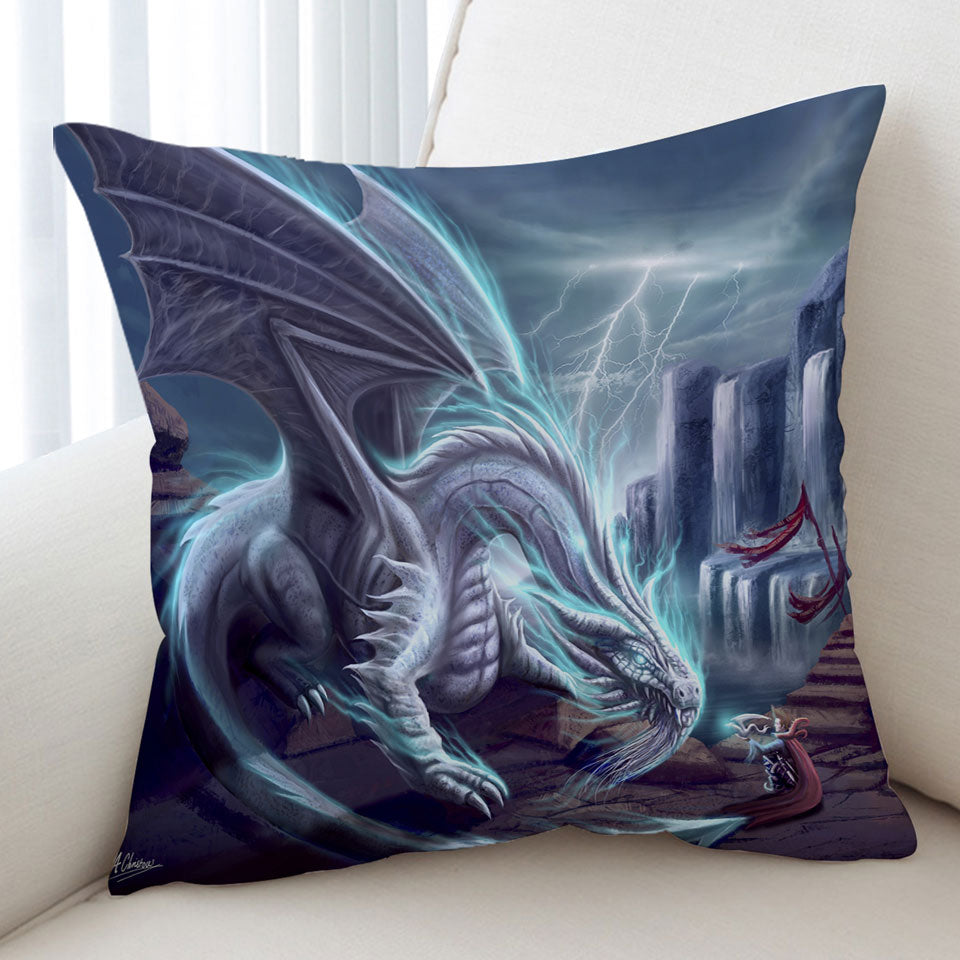 Cool Art White Lighting Dragon Throw Cushions
