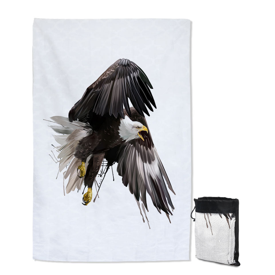 Cool Artistic Beach Towel with Paint Dripping strokes Eagle