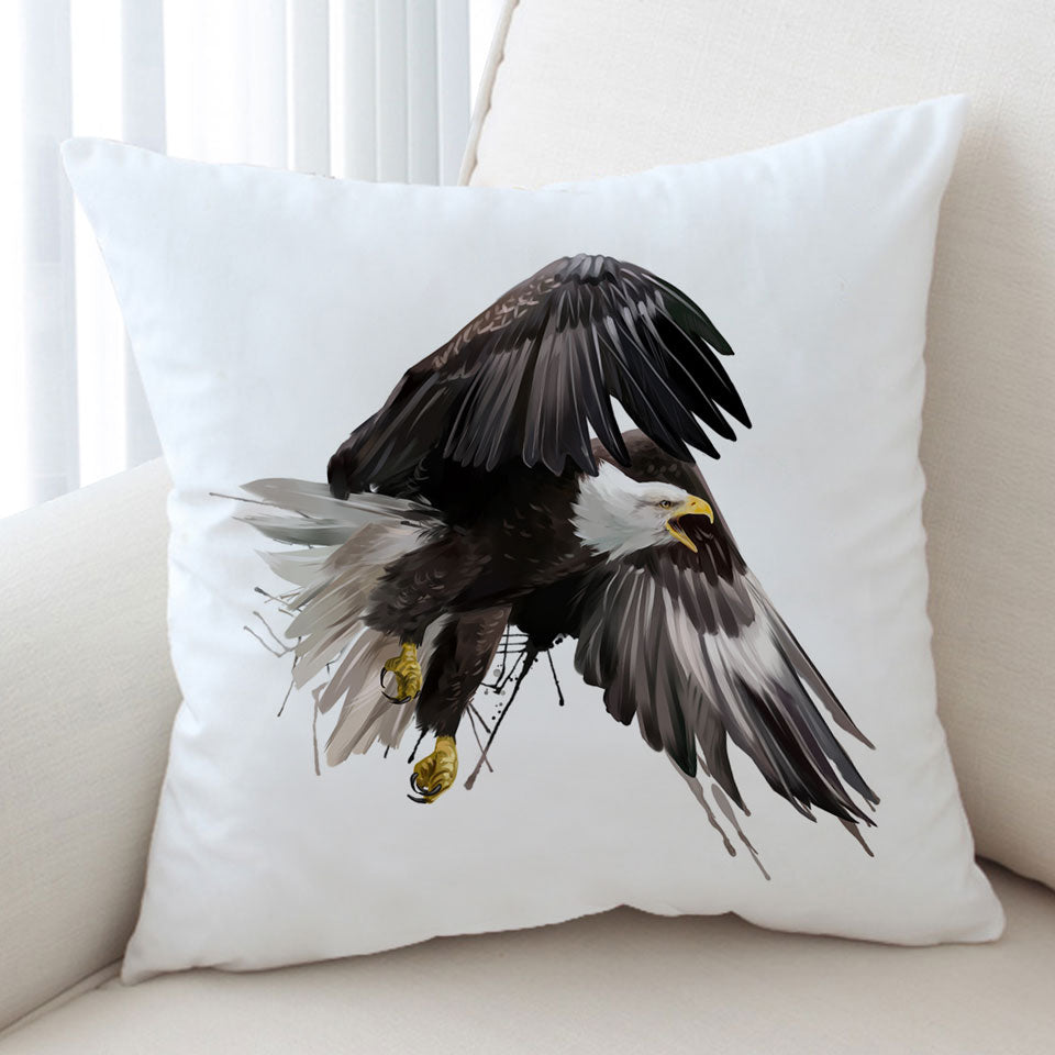 Cool Artistic Cushion Cover with Paint Dripping strokes Eagle