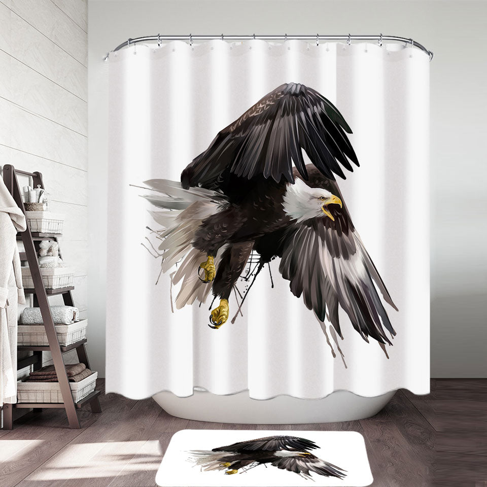 Cool Artistic Shower Curtain with Paint Dripping strokes Eagle