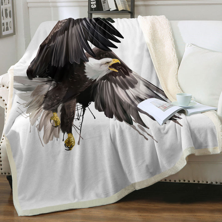 Cool Artistic Throw Blanket with Paint Dripping strokes Eagle