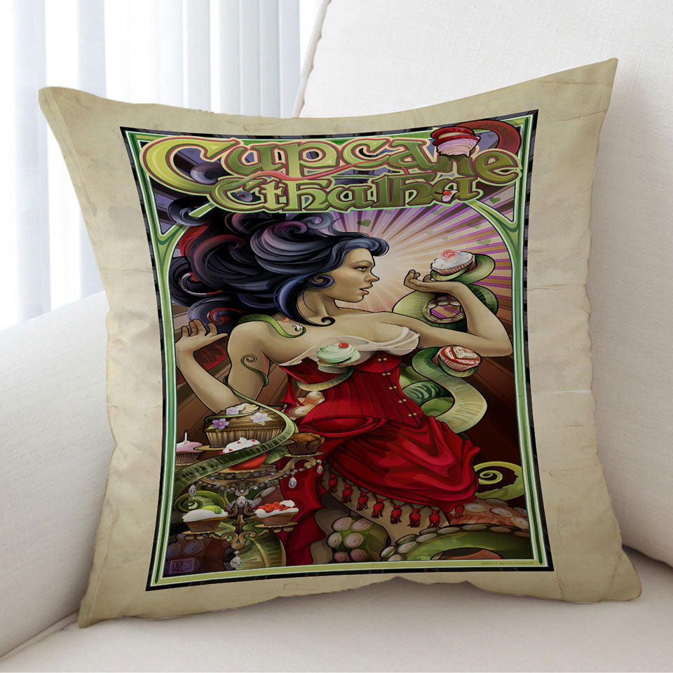 Cool Artwork Cupcake Cthulhu and Sexy Lady Cushion Covers for Men