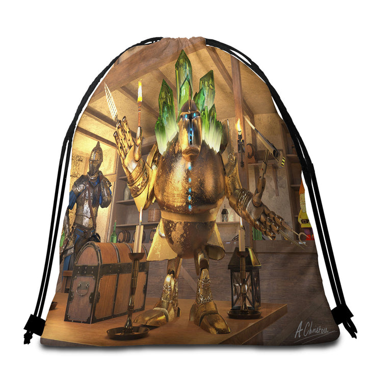 Fantasy Art Shibalba Beautiful Warrior Woman Packable Beach Towel