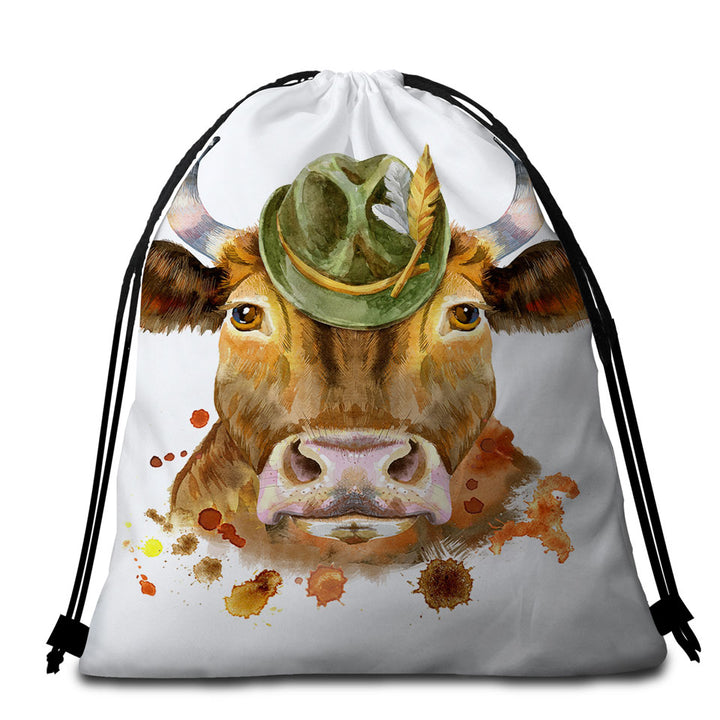 Cool Bavarian Cow Cool Beach Towel Bags