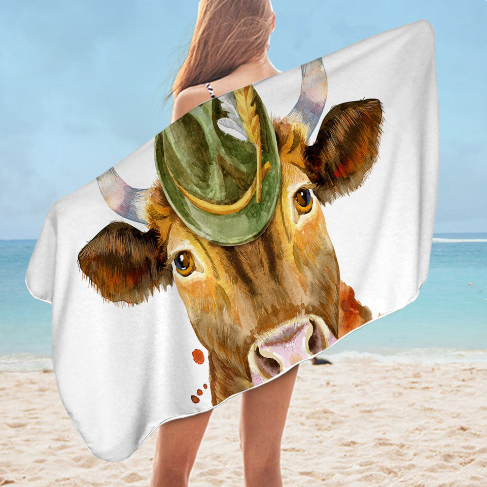 Cool Bavarian Cow Cool Beach Towels