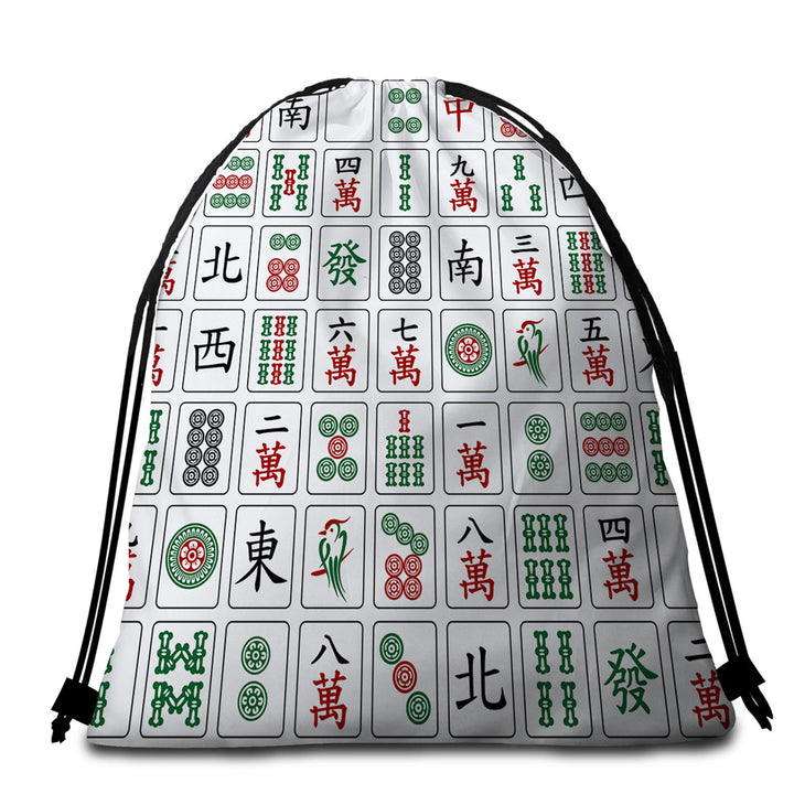 Cool Beach Bags and Towels Chinese Mahjong Tiles