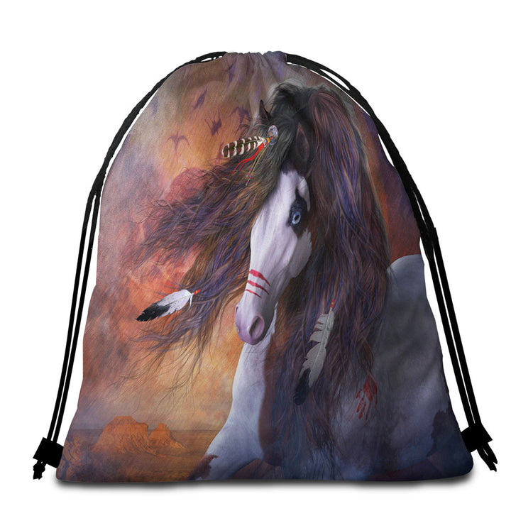 Cool Beach Bags and Towels Horses Art Pawnee Brave Horse